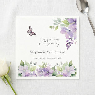Purple Floral Butterfly In loving Memory  Napkins