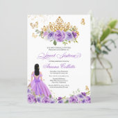 Purple Floral Butterfly Sweet 16 Teen Birthday Invitation (Standing Front)