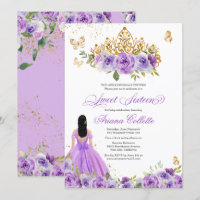 Purple Floral Butterfly Sweet 16 Teen Birthday