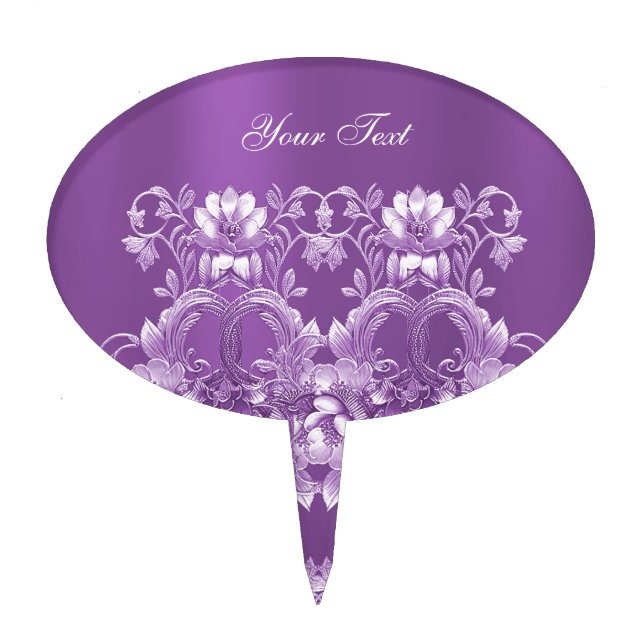 Purple Floral Cake Topper (Front)