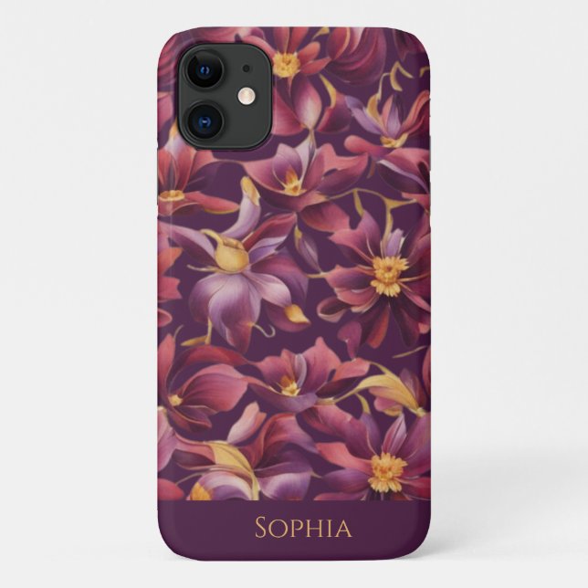 Purple Floral- Case-Mate iPhone Case (Back)
