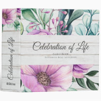 Purple Floral Celebration of Life Guest Book 3 Ring Binder