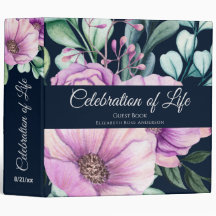 Purple Floral Celebration of Life Guest Book