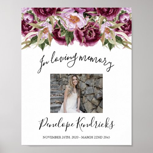 Purple Floral Celebration Of Life Sign Photo Sign