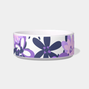 Purple Floral Ceramic Pet Bowl