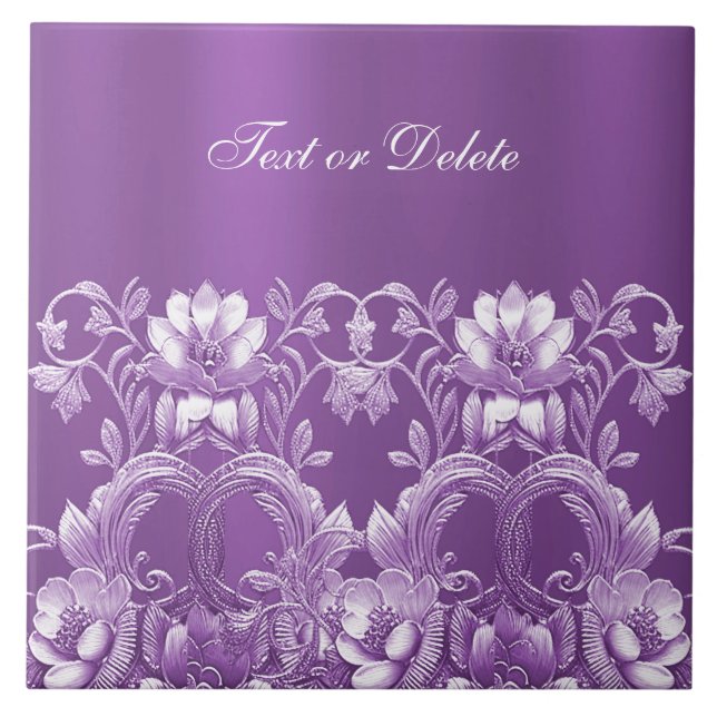 Purple Floral Ceramic Tile (Front)