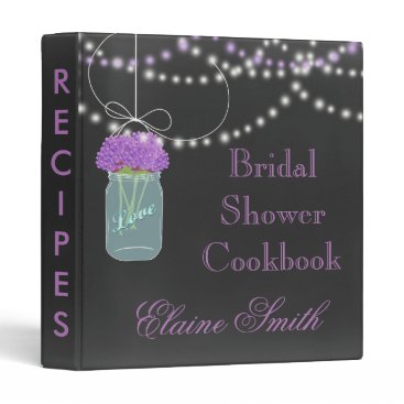 purple floral Chalkboard Mason Jar Recipe Folder
