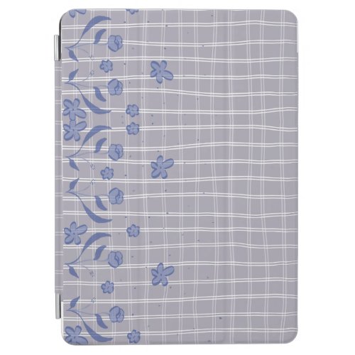 Purple floral checkered iPad case 