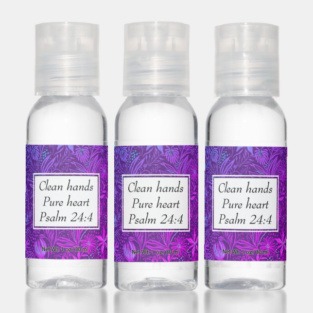 Purple | Floral | CLEAN HANDS PURE HEART | Custom Hand Sanitizer (Set)