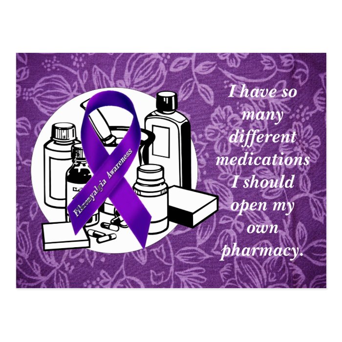 Purple Floral Cloth   Fibromyalgia Awareness Postcard