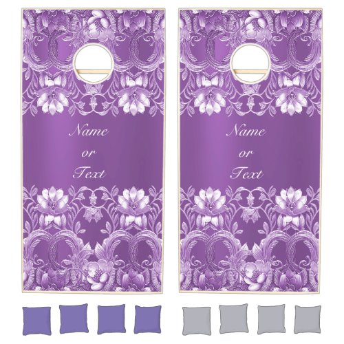 Purple Floral Cornhole Set