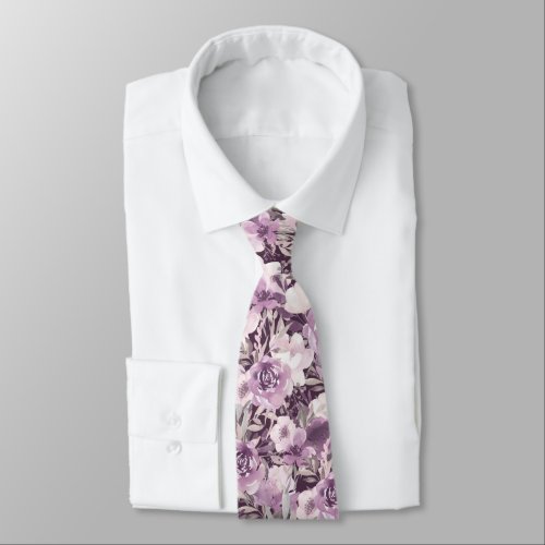 Purple Floral Cottage Garden Neck Tie