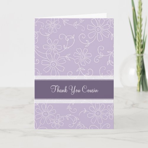 Purple Floral Cousin Thank You Maid of Honor Card