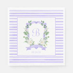 Purple Floral Crest Baby Shower Napkins