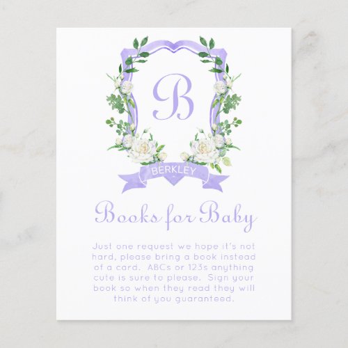 Purple Floral Crest Books For Baby