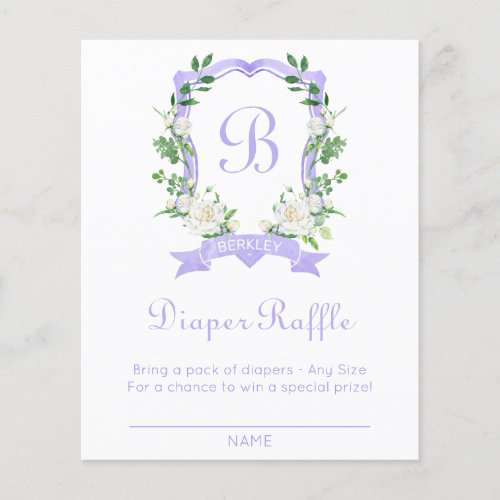 Purple Floral Crest Diaper Raffle