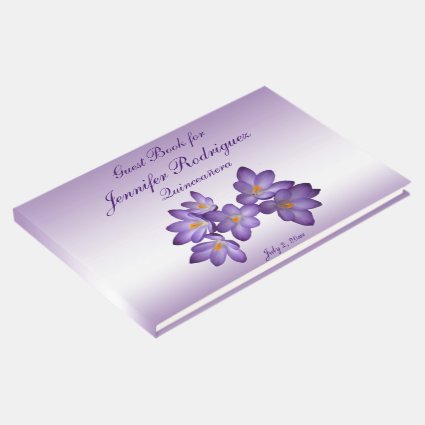 Purple Floral Crocus Flower Quinceañera Guest Book