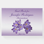 Purple Floral Crocus Flower Quinceañera Guest Book (Front)