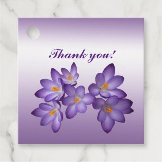 Purple Floral Crocus Flowers Thank You Favor Tags
