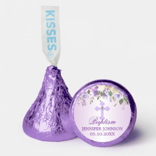 Purple Floral Cross Christening Baptism Hershey®'s Kisses®