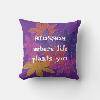 Purple Floral Cushion, Colorful Flower Pillow