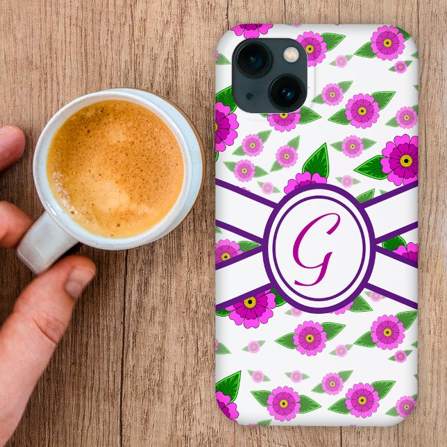 Purple floral customized monogram Case-Mate iPhone case (Creator Uploaded)