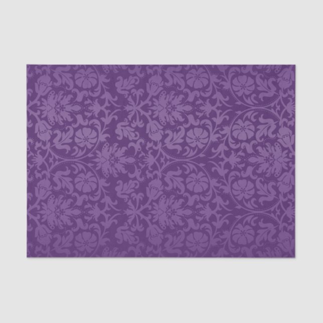 Purple Floral Damask Tissue Paper (Front)