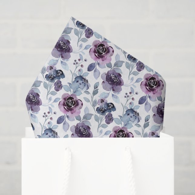 Purple Floral Decoupage Tissue Paper (Gift Bag)