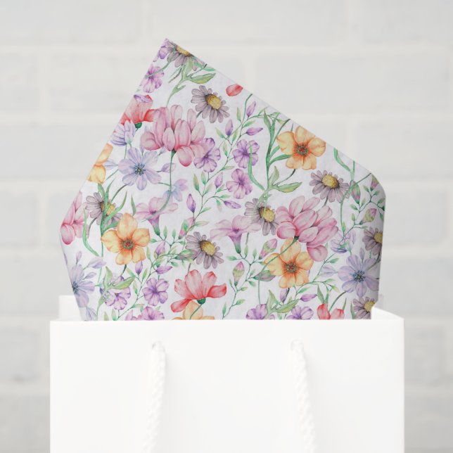 Purple Floral Decoupage Tissue Paper (Gift Bag)