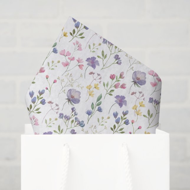 Purple Floral Decoupage Tissue Paper (Gift Bag)