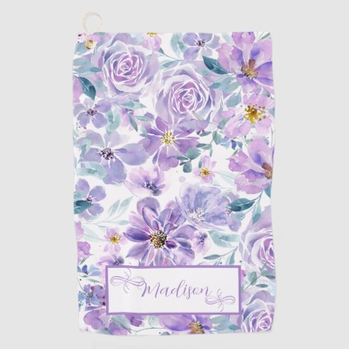 Purple Floral design  Golf Towel