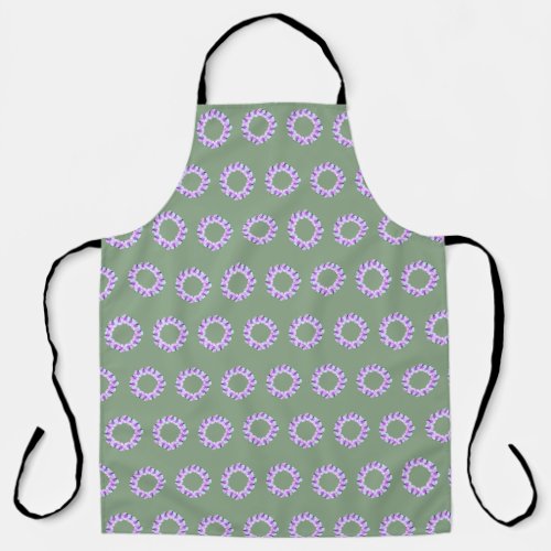 Purple floral design with green  background  apron