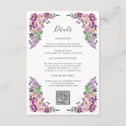 Purple Floral Detail Enclosure Card