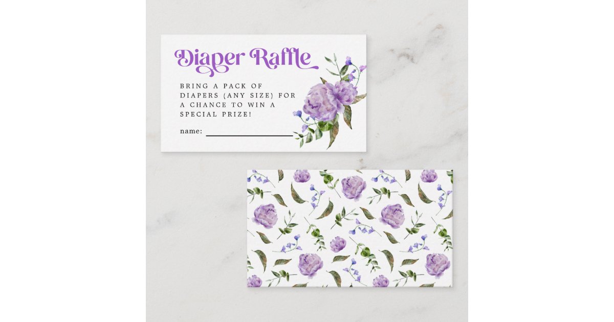 Purple Raffle Box Purple Floral Diaper Raffle Ticket Enclosure Card | Zazzle