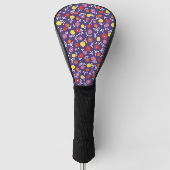 Purple Floral Ditsy Golf Head Cover (Front)