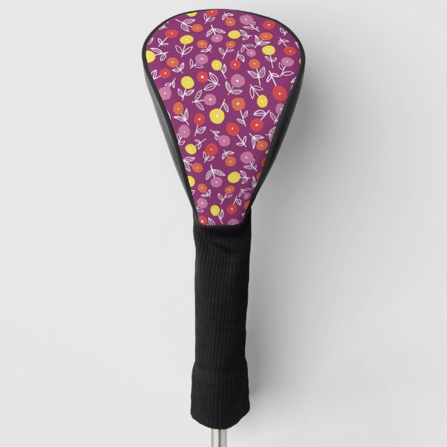Purple Floral Ditsy Golf Head Cover (Front)