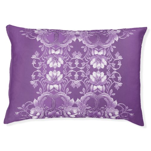 Purple Floral Dog Bed