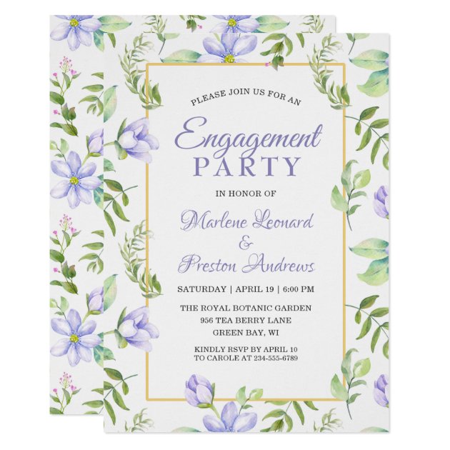 Purple Floral Dreamy Garden Engagement Party Invitation