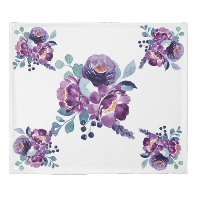 Purple Floral Duvet Cover  (Front)