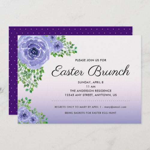 Purple Floral Easter Brunch Invitation