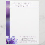 Purple Floral Elegance 1 Letterhead<br><div class="desc">This pretty letterhead features an elegant muted purple strip down the left side, and a delicate purple clematis flower in the bottom left hand corner. Place your name and company information above the purple line and I've provided room at the bottom of the page for email addresses, phone numbers, etc....</div>