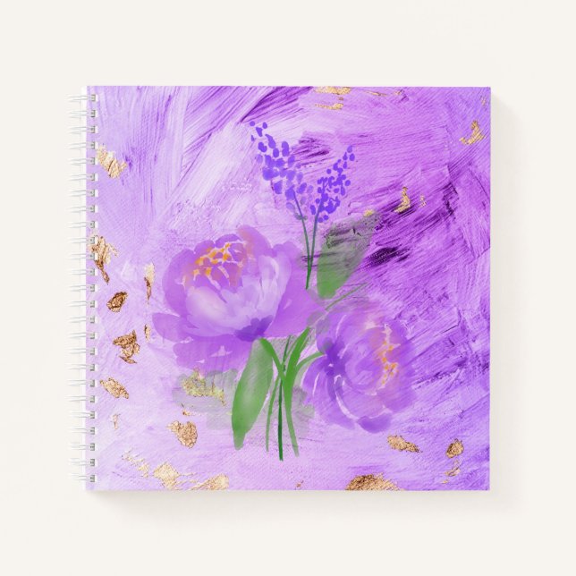 Purple Floral Elegant Abstract Notebook (Front)