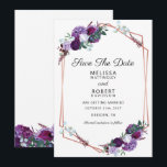 Purple Floral Elegant Geometric Save the Date<br><div class="desc">Save the Date Purple Floral geometric frame for your special day announcement card. This is part of the purple wedding and bridal shower collection with this design if you're one that loves to match your invitations, party supplies and gift accessories. For more advanced personalization, please click on the "Customize" button...</div>