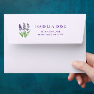 Purple Floral Elegant Graduation Return Address Envelope