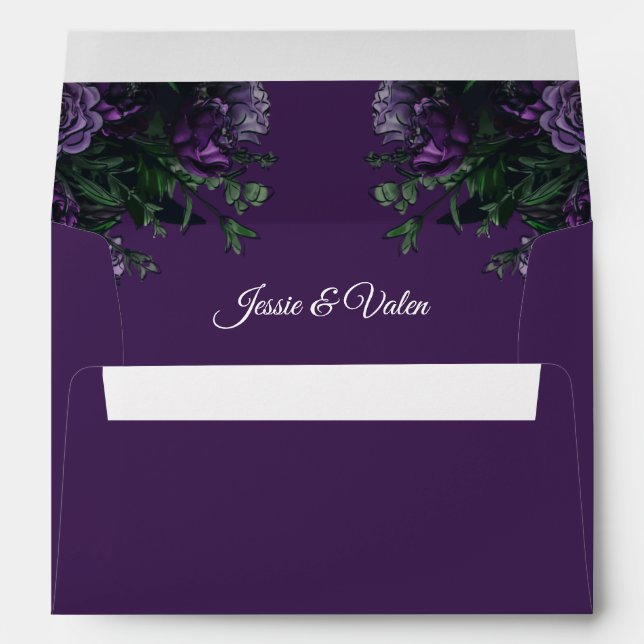 Purple Floral Elegant Wedding Gothic Envelope (Back (Bottom))