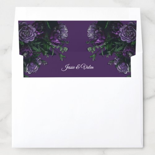 Purple Floral Elegant Wedding Gothic Envelope Liner