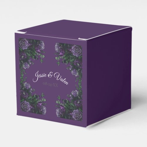 Purple Floral Elegant Wedding Gothic Favor Boxes