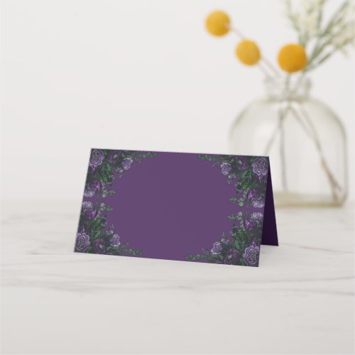 Purple Floral Elegant Wedding Gothic Place Card