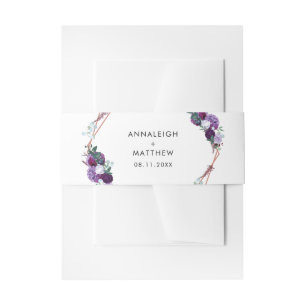 Purple Floral Elegant  Wedding Invitation Belly Band