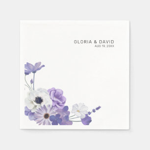 Purple Floral Elegant Wedding Napkins